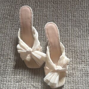 Loeffler Randall Cream Pleated Bow Mules